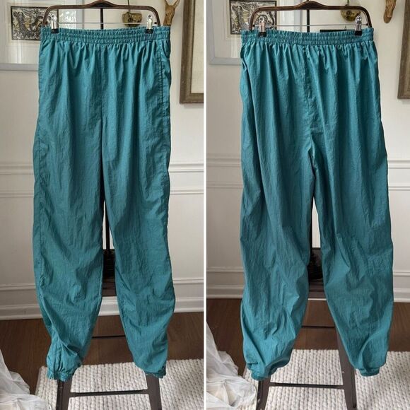 Vintage 90s MTA Pro Dark Green Nylon Track Pants L - Picture 1 of 7